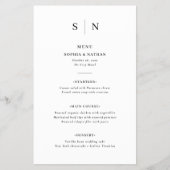 Minimal und Chic | Schwarz-Weiß-Hochzeitsmenü Flyer (Vorne)