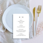 Minimal und Chic | Schwarz-Weiß-Hochzeitsmenü Flyer