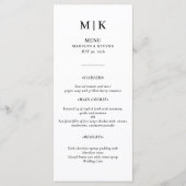 Minimal und Chic | Schwarz-Weiß-Hochzeitsmenü Menükarte (Vorderseite)