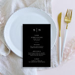 Minimal und Chic | Schwarz-Weiß-Menü Flyer<br><div class="desc">Diese eleganten,  modernen Hochzeitsmenükarten oder die Probe Dinner-Menükarten zeichnen sich durch ein schlichtes Terrakotta- und Weißtextdesign aus,  das minimalistisch wirkt. Fügen Sie Ihre Initialen oder Monogramme hinzu,  um sie komplett zu Ihrem eigenen zu machen.</div>