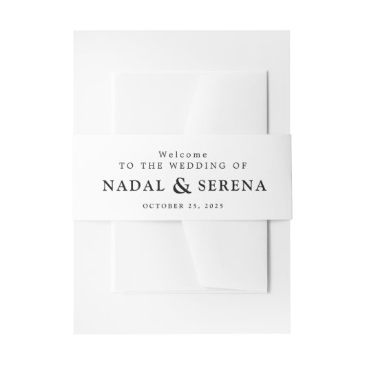 Minimal und Chic | Schwarz-Weiß-Monogramm Einladungsbanderole (Vorderseite Beispiel)