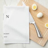Minimal und Chic | Schwarz-Weiß-Monogramm Geschirrtuch (Viertel Falte)