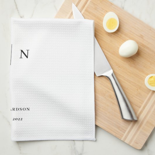 Minimal und Chic | Schwarz-Weiß-Monogramm Geschirrtuch (Viertel Falte)