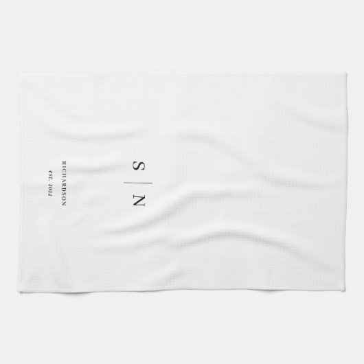 Minimal und Chic | Schwarz-Weiß-Monogramm Geschirrtuch (Horizontal)