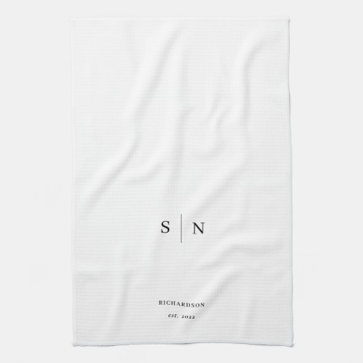 Minimal und Chic | Schwarz-Weiß-Monogramm Geschirrtuch (Vertikal)