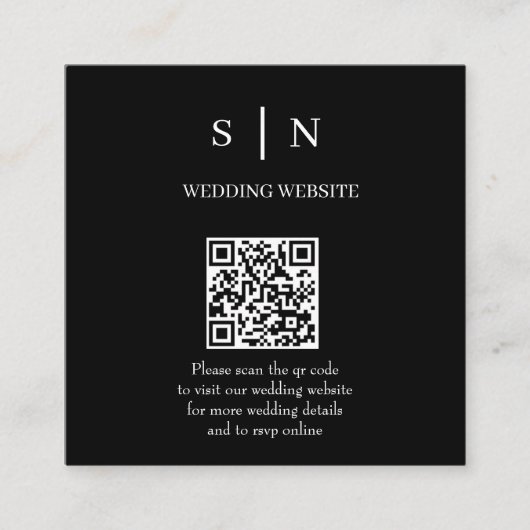 Minimal und Chic | Schwarzer/weißer QR-Code Begleitkarte (Vorderseite)