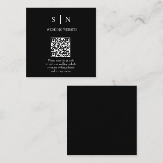 Minimal und Chic | Schwarzer/weißer QR-Code Begleitkarte (Vorne/Hinten)
