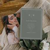 Minimal und Chic | Seite Grün/Weiß mit Foto Save The Date