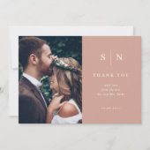 Minimal und Chic | Terracotta Two Foto Wedding Dankeskarte (Vorderseite)