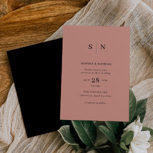 Minimal und Chic   Terracotta und Black Wedding Einladung