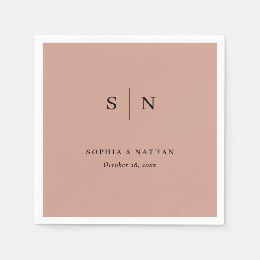 Minimal und Chic | Terracotta und Black Wedding Serviette (Vorderseite)