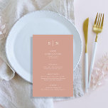 Minimal und Chic | Terracotta und Weißes Menü<br><div class="desc">Diese eleganten,  modernen Hochzeitsmenükarten oder die Probe Dinner-Menükarten zeichnen sich durch ein schlichtes Terrakotta- und Weißtextdesign aus,  das minimalistisch wirkt. Fügen Sie Ihre Initialen oder Monogramme hinzu,  um sie komplett zu Ihrem eigenen zu machen.</div>