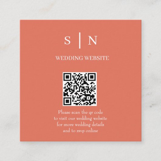 Minimal und Chic | Terracotta und White QR Code Begleitkarte (Vorderseite)