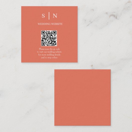 Minimal und Chic | Terracotta und White QR Code Begleitkarte (Vorne/Hinten)