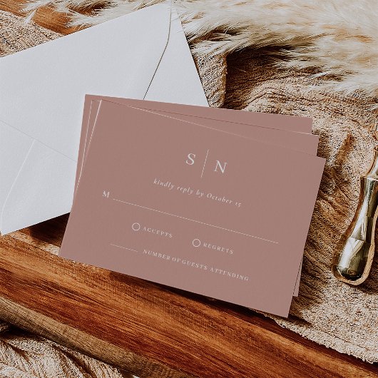 Minimal und Chic | Terracotta und White Wedding RSVP Karte