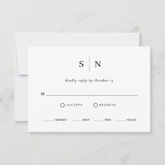 Minimal und Chic | Wahl zwischen Schwarz und Weiß RSVP Karte (Vorderseite)