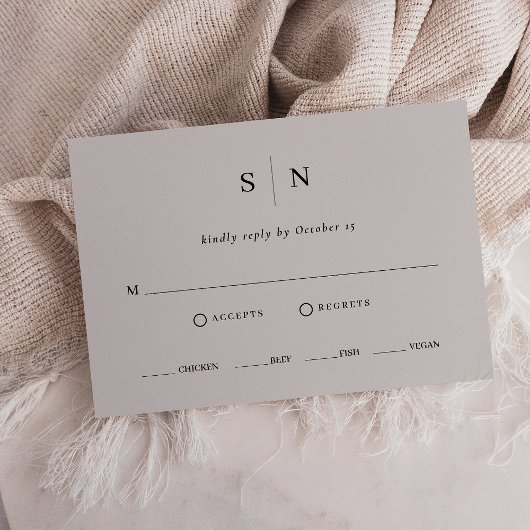 Minimal und Chic | Weiches graues und schwarzes Es RSVP Karte