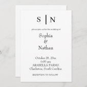 Minimal und Chic | Weiße Hochzeit Einladung (Vorne/Hinten)