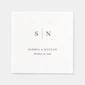 Minimal und Chic | Weiße und Lila Hochzeit Serviette (Vorderseite)