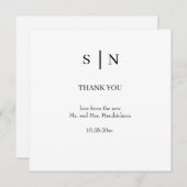 Minimal und Chic | Weiße und schwarze Hochzeit Dankeskarte (Vorne/Hinten)