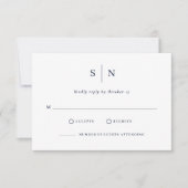 Minimal und Chic | White and Navy Blue Wedding RSVP Karte (Vorderseite)
