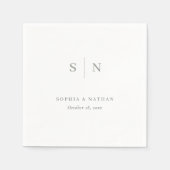 Minimal und Chic | White and Sage Green Wedding Serviette (Vorderseite)