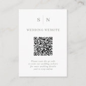 Minimal und Chic | White and Sage QR Code Wedding Begleitkarte (Vorderseite)