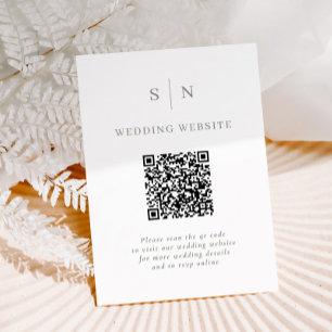 Minimal und Chic   White and Sage QR Code Wedding Begleitkarte