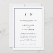 Minimal und Chic White und Marine | Probe Einladung (Vorderseite)