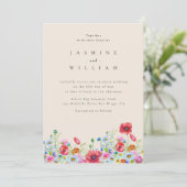 Minimal und Chic | Wildblume Boho Wedding Einladung (Stehend Vorderseite)