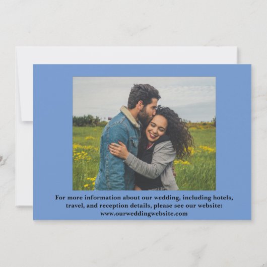 Minimal und ChicDusty Blue Zwei-Foto Hochzeit als Dankeskarte (Rückseite)