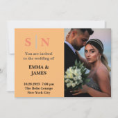 Minimal und ChicDusty Blue Zwei-Foto Hochzeit Einladung (Vorderseite)