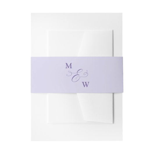 Minimal und Lavender Lila Ampersands Monogram Einladungsbanderole (Vorderseite Beispiel)