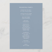 Minimal und schick Dusty Blue mit Grenz-Hochzeit Programm (Rückseite)