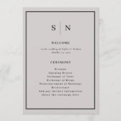 Minimal und schick grau mit schwarzer Grenze Hochz Programm (Vorderseite)