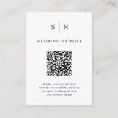 Minimal und schick-weiß und Lila QR-Code Hochzeit Begleitkarte (Vorderseite)