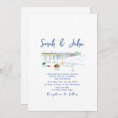 Minimal Unique Beach Wedding Einladung (Vorne/Hinten)