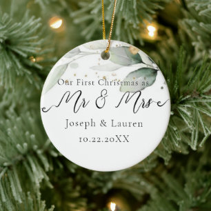 Minimal Unser erstes Weihnachten Verheiratet Herr Keramik Ornament