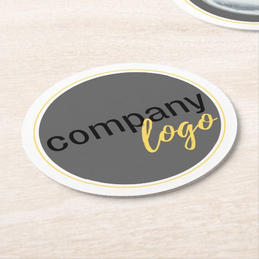 MINIMAL UNTERNEHMENSLOGO PROMOTIONAL WHITE RUNDER PAPPUNTERSETZER (Angewinkelt)