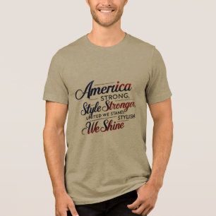 Minimal USA Pride T-Shirt - Amerika Strong, Style Tri-Blend Shirt