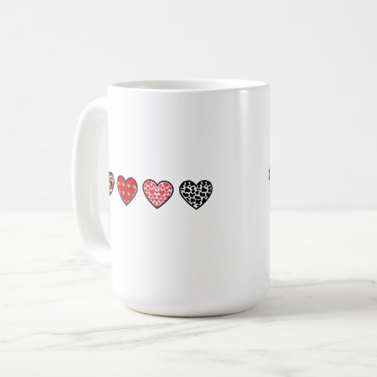 minimal valentine hearts / “cute love pattern” kaffeetasse (Vorderseite Links)