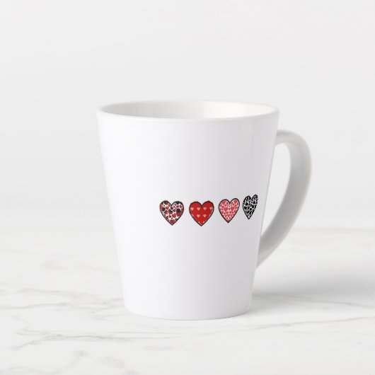 minimal valentine hearts / “cute love pattern” milchtasse (Rechte Ecke)