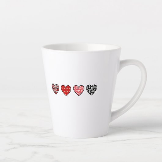 minimal valentine hearts / “cute love pattern” milchtasse (Rechts)