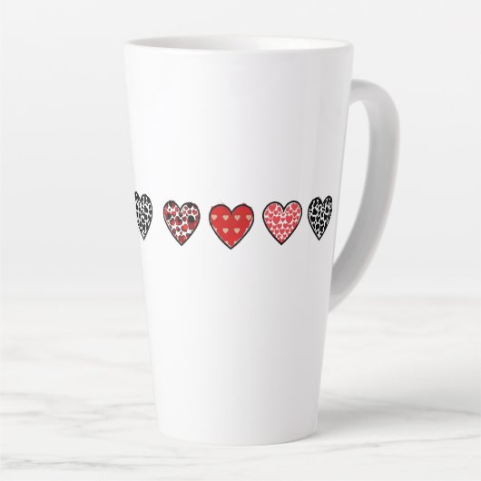 minimal valentine hearts / “cute love pattern” milchtasse (Rechte Ecke)