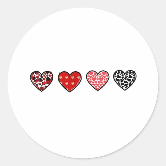 minimal valentine hearts / “cute love pattern” runder aufkleber (Vorderseite)