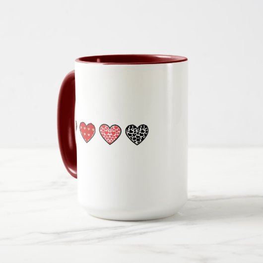 minimal valentine hearts / “cute love pattern” tasse (Vorderseite Links)