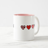 minimal valentine hearts / “cute love pattern” zweifarbige tasse (VorderseiteRechts)