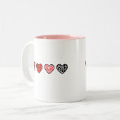 minimal valentine hearts / “cute love pattern” zweifarbige tasse (Vorderseite Links)
