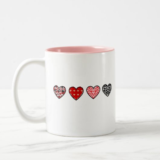 minimal valentine hearts / “cute love pattern” zweifarbige tasse (Links)