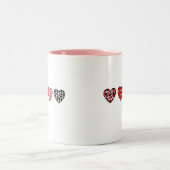 minimal valentine hearts / “cute love pattern” zweifarbige tasse (Mittel)